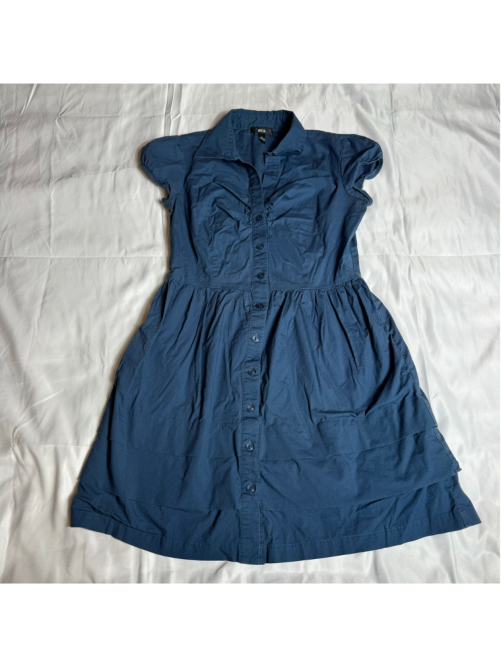 Women's BCX Blue Button-Front Mini Dress Size L